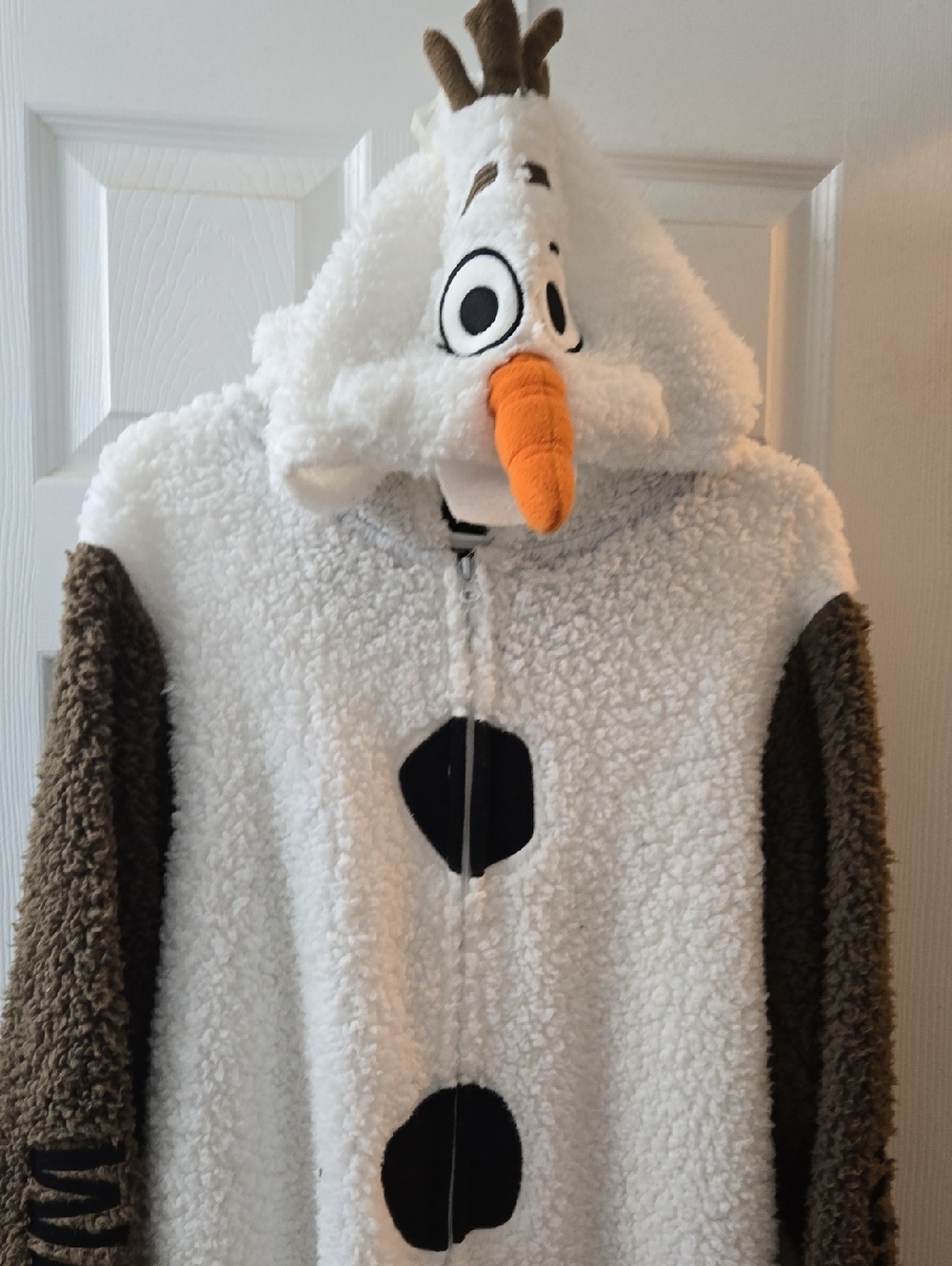 Disney Olaf Sherpa Hoodie Costume in White, Orange, Brown, Black